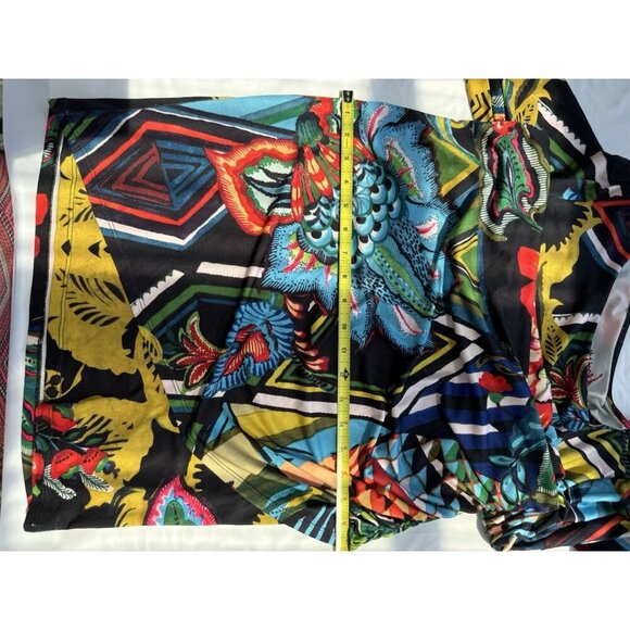 Desigual Rosita Dress M (14) Colorful Floral Stretch Faux Wrap Bodycon Mini - Picture 16 of 16